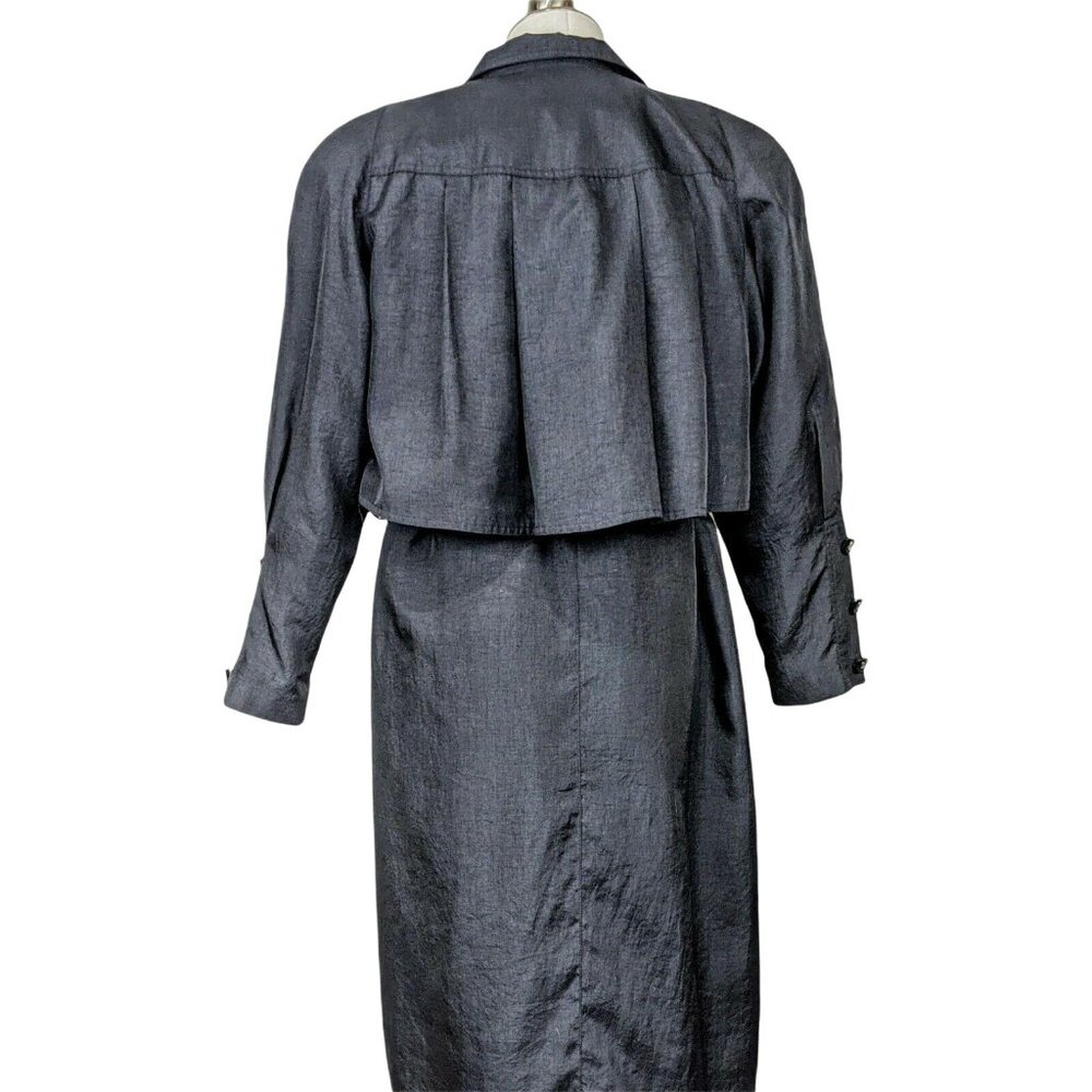 Portrait Petite Womens Trench Coat Size 12 Gray Long Belted Button Closure 44g - Picture 2 of 9